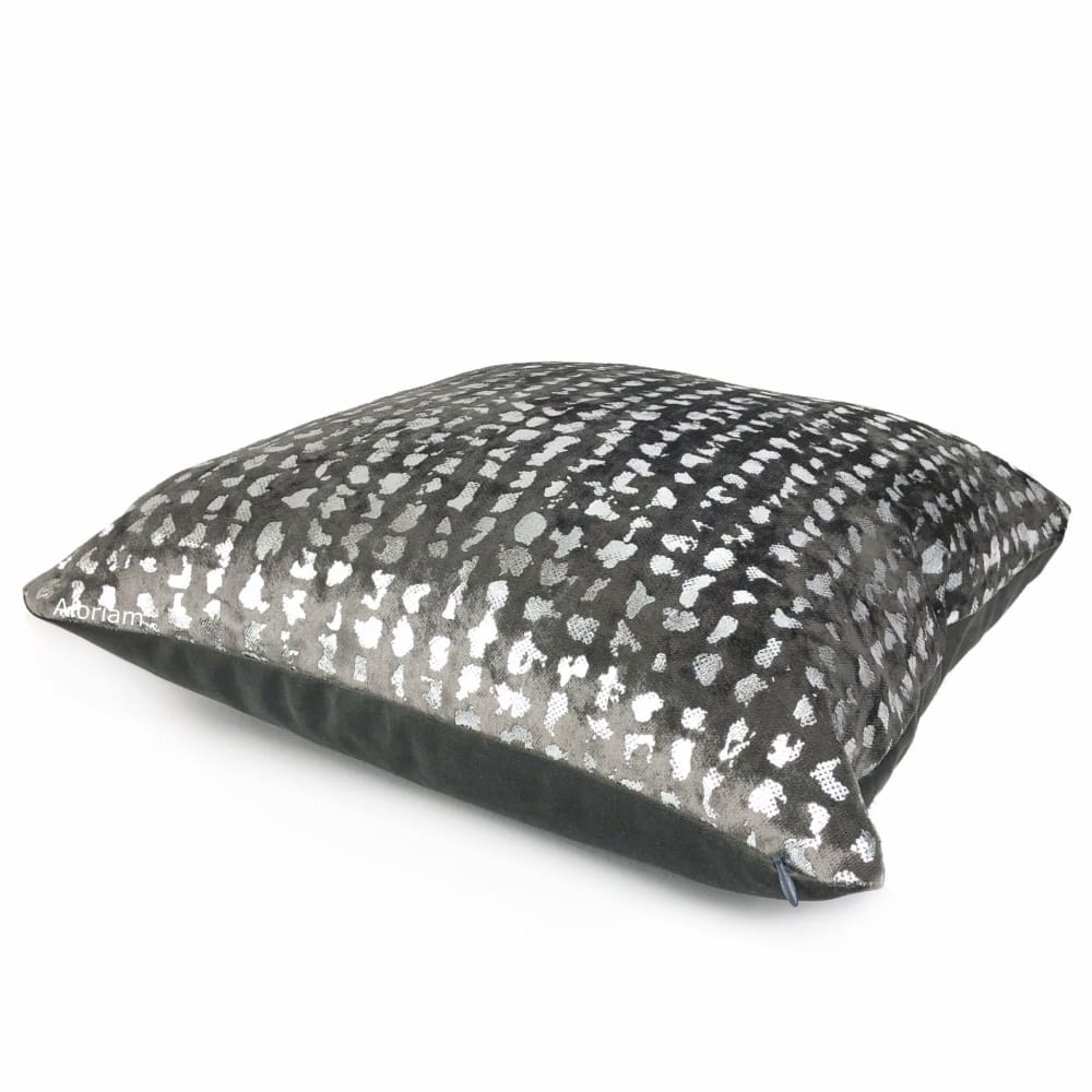 Matteo Graphite & Silver Metallic Leopard Spot Pillow Cover - Aloriam