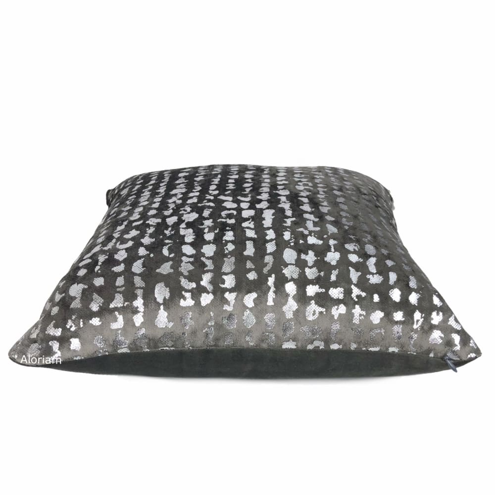 Matteo Graphite & Silver Metallic Leopard Spot Pillow Cover - Aloriam