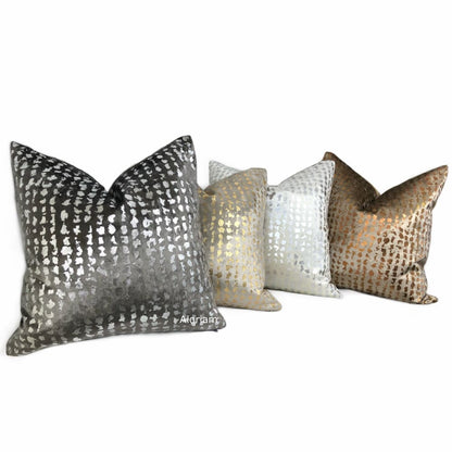 Matteo Graphite & Silver Metallic Leopard Spot Pillow Cover - Aloriam