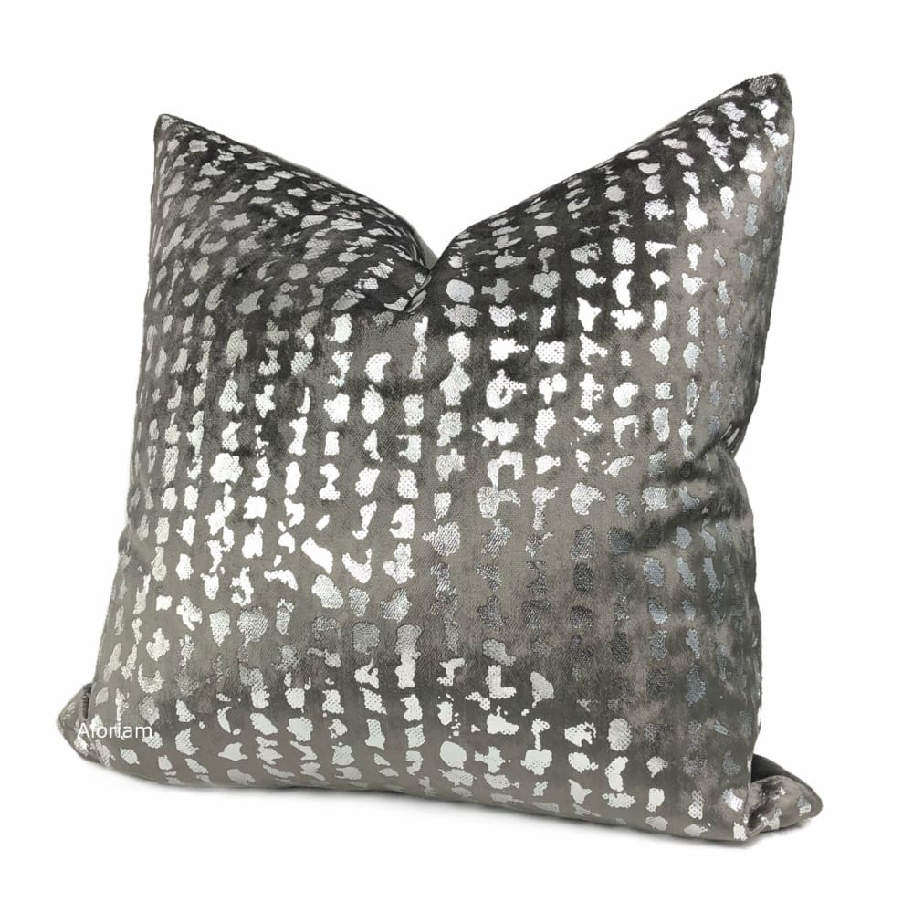 Matteo Graphite & Silver Metallic Leopard Spot Pillow Cover - Aloriam