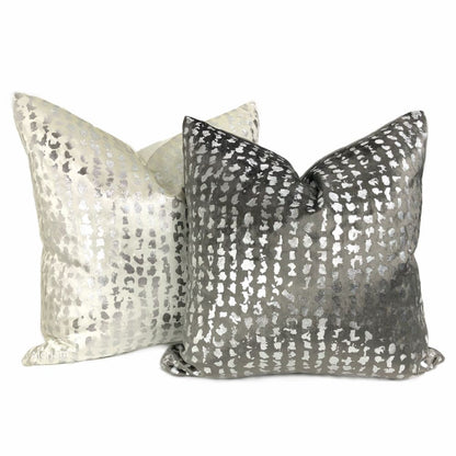 Matteo Graphite & Silver Metallic Leopard Spot Pillow Cover - Aloriam