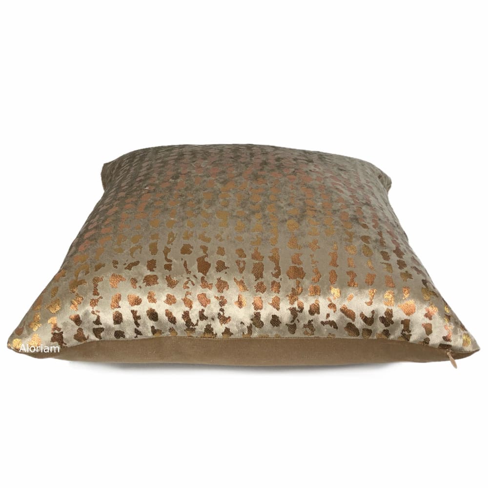 Matteo Taupe Brown & Copper Metallic Leopard Spot Pillow Cover - Aloriam