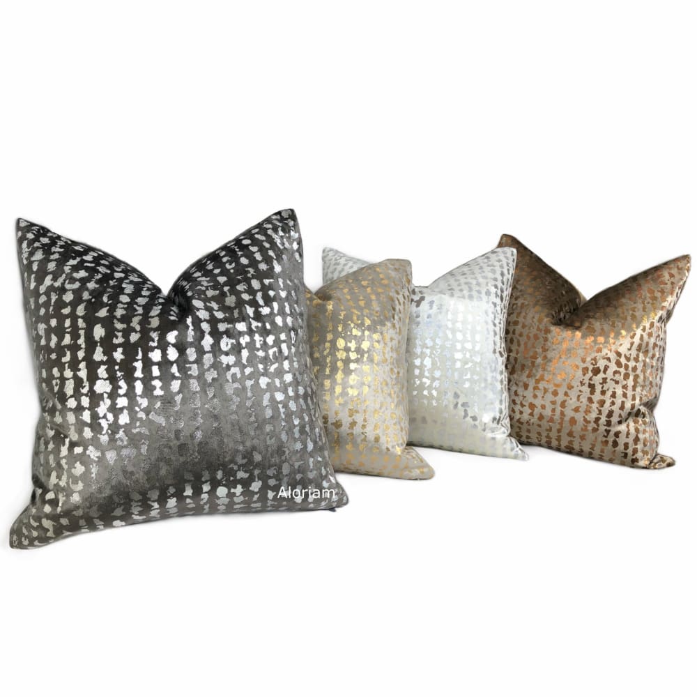 Matteo Taupe Brown & Copper Metallic Leopard Spot Pillow Cover - Aloriam