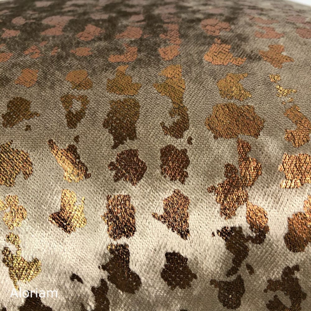 Matteo Taupe Brown & Copper Metallic Leopard Spot Pillow Cover - Aloriam