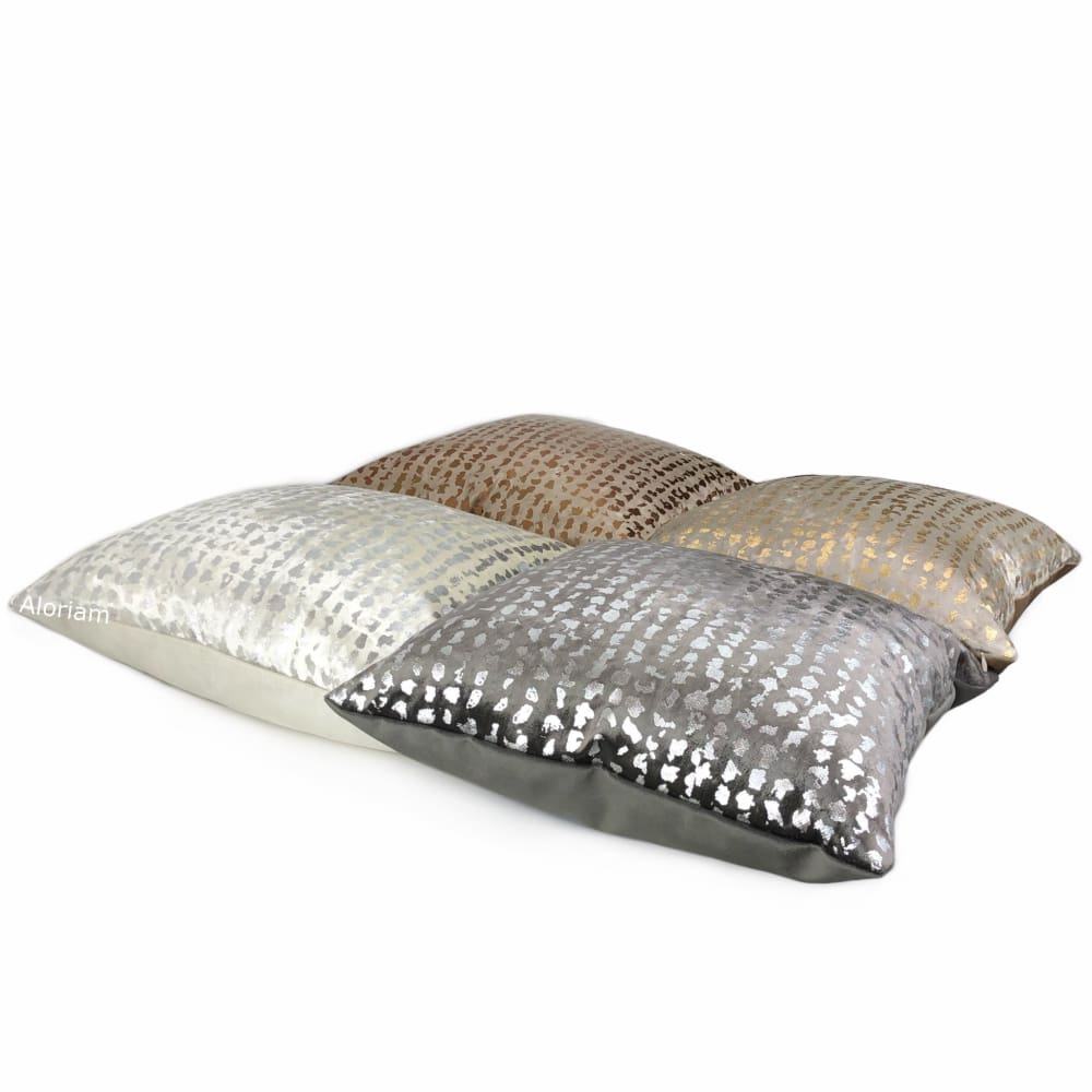 Matteo White & Silver Metallic Leopard Spot Pillow Cover - Aloriam