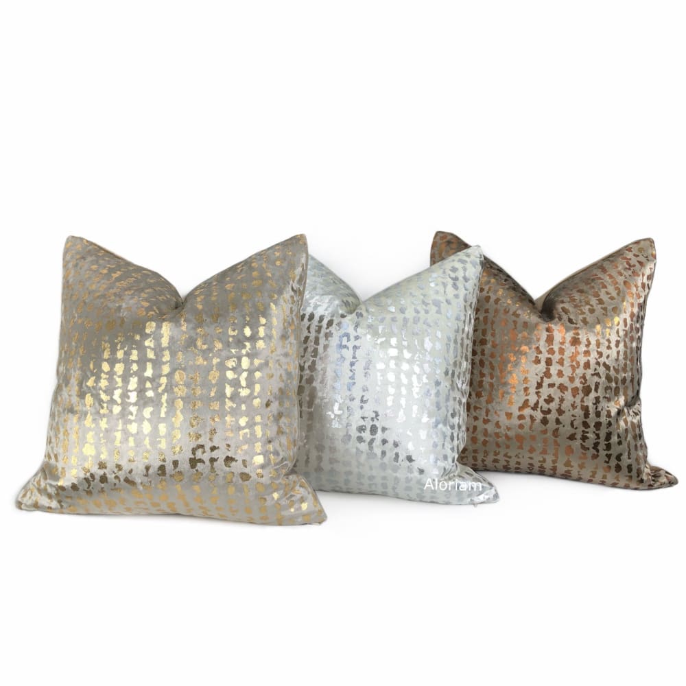 Matteo White & Silver Metallic Leopard Spot Pillow Cover - Aloriam