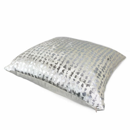 Matteo White & Silver Metallic Leopard Spot Pillow Cover - Aloriam