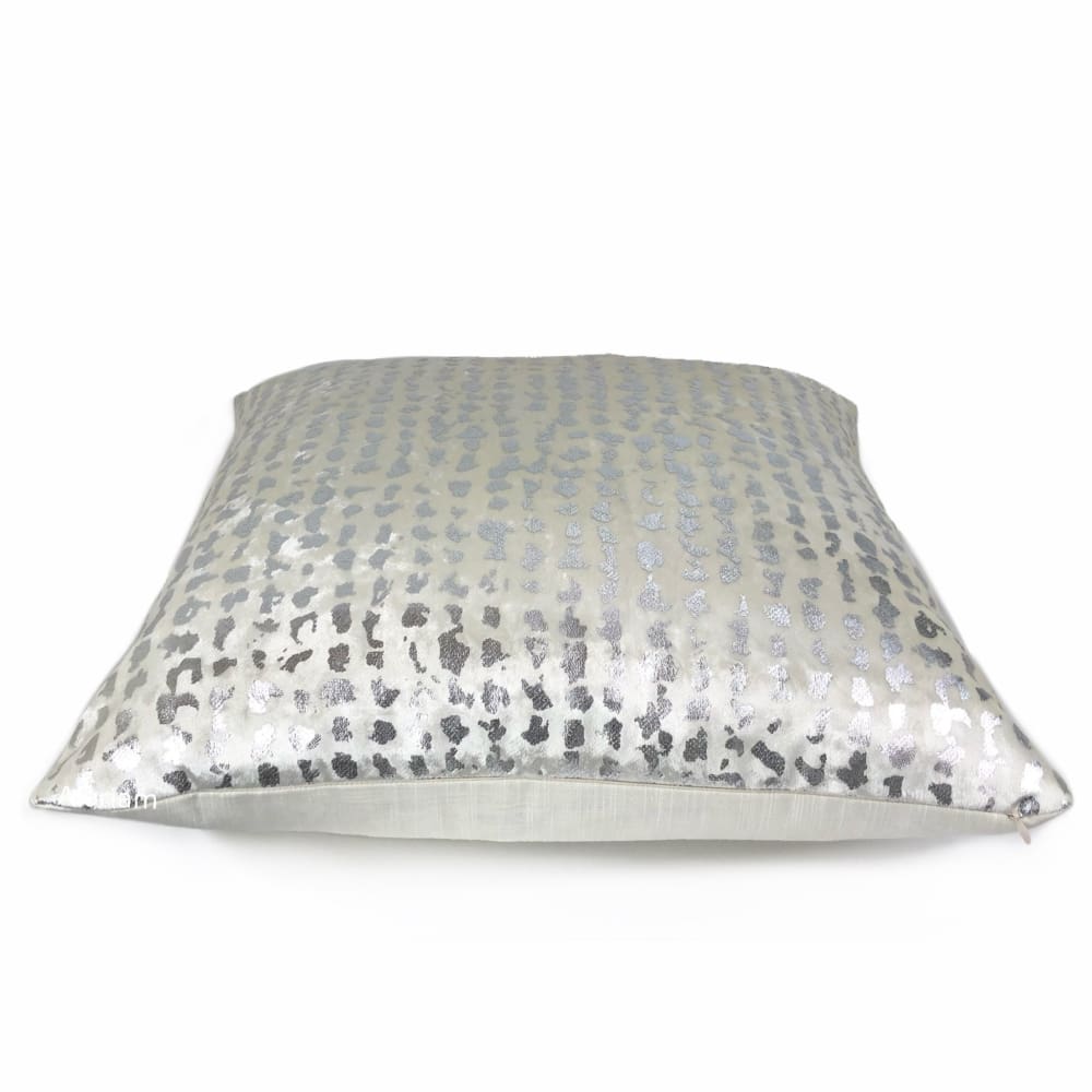 Matteo White & Silver Metallic Leopard Spot Pillow Cover - Aloriam