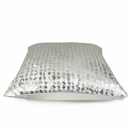 Matteo White & Silver Metallic Leopard Spot Pillow Cover - Aloriam