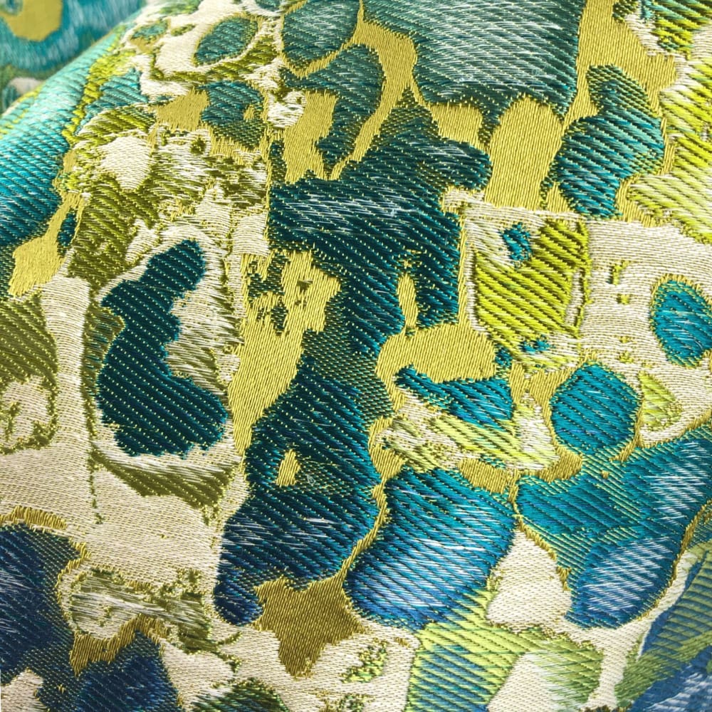 Maverick Turquoise Blue Chartreuse Silk Linen Abstract Pillow Cover - Aloriam