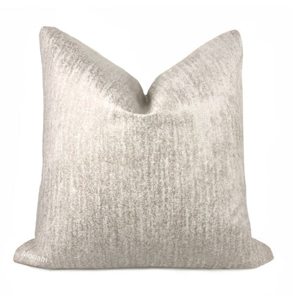 Maxwell Cream Ecru Two Tone Chenille Velvet Pillow Cover - Aloriam