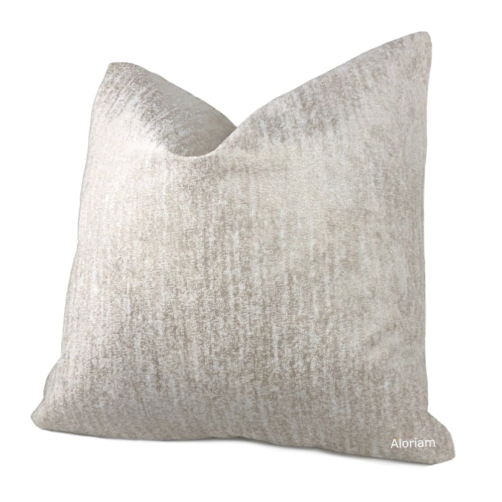 Maxwell Cream Ecru Two Tone Chenille Velvet Pillow Cover - Aloriam