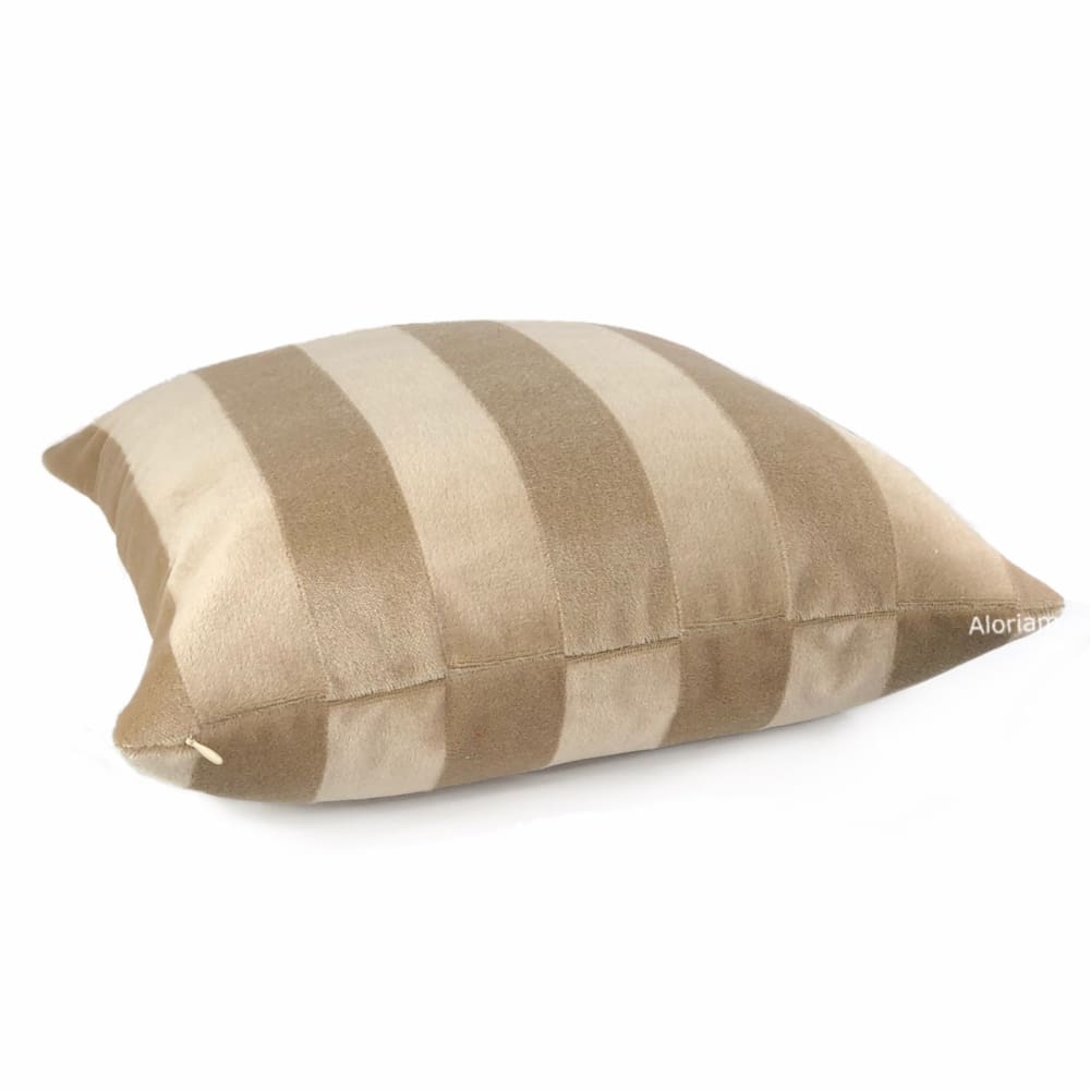 Mayfair Sand Beige Mohair Velvet Stripe Pillow Cover (Kravet Couture fabric) - Aloriam