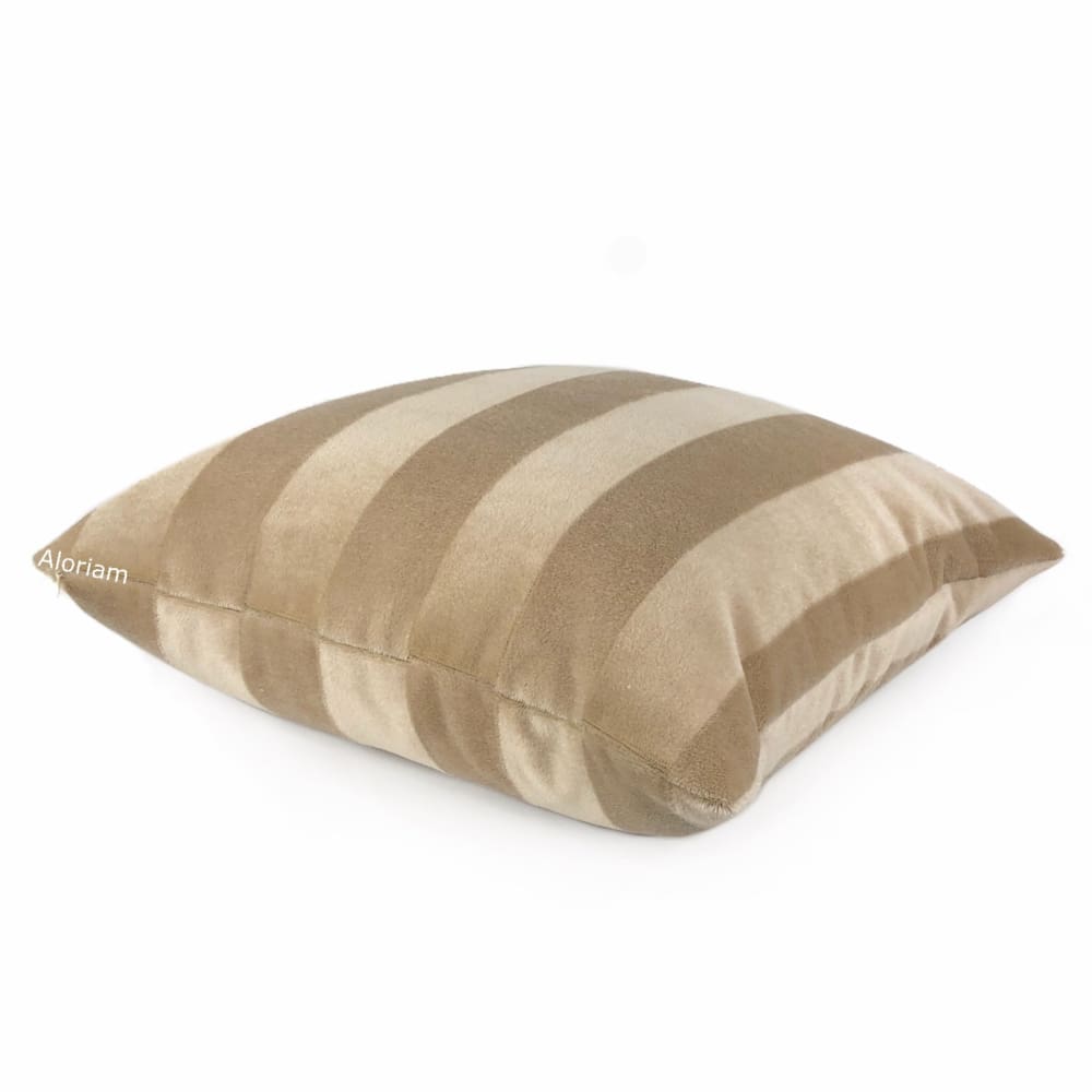 Mayfair Sand Beige Mohair Velvet Stripe Pillow Cover (Kravet Couture fabric) - Aloriam