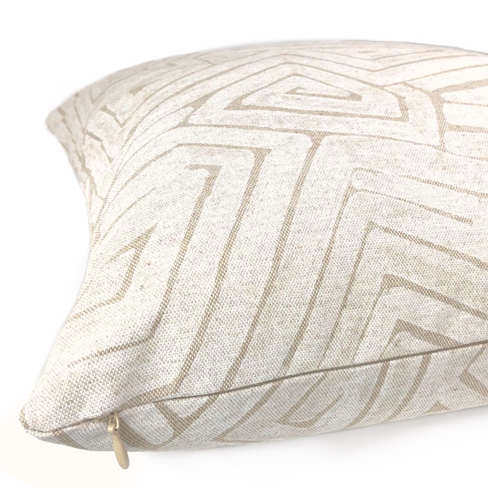 Maze Gesso White Beige Abstract Pillow Cover (Made from Lacefield Designs fabric) - Aloriam