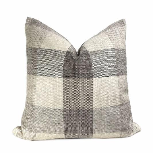 McKinley Cream Beige Brown Buffalo Plaid Pillow Cover - Aloriam