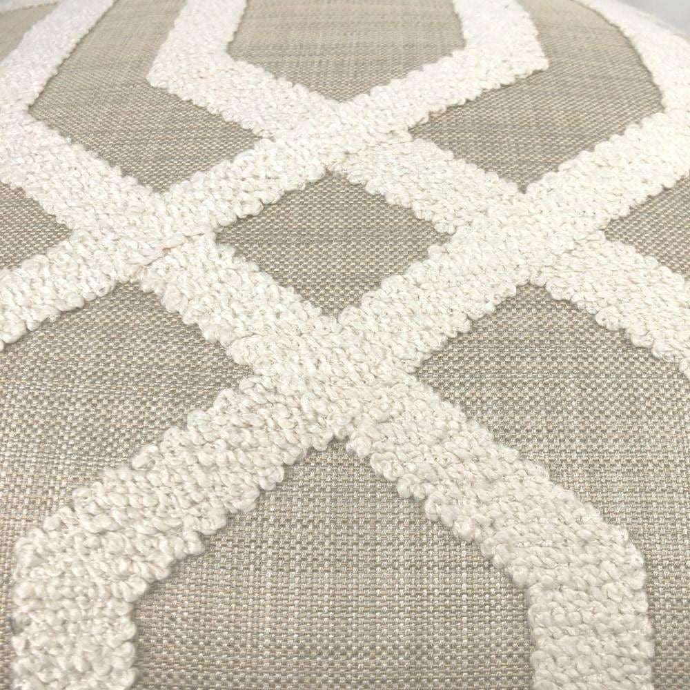 Merritt Cream & Tan Boucle Embroidered Geometric Lattice Pillow Cover - Aloriam