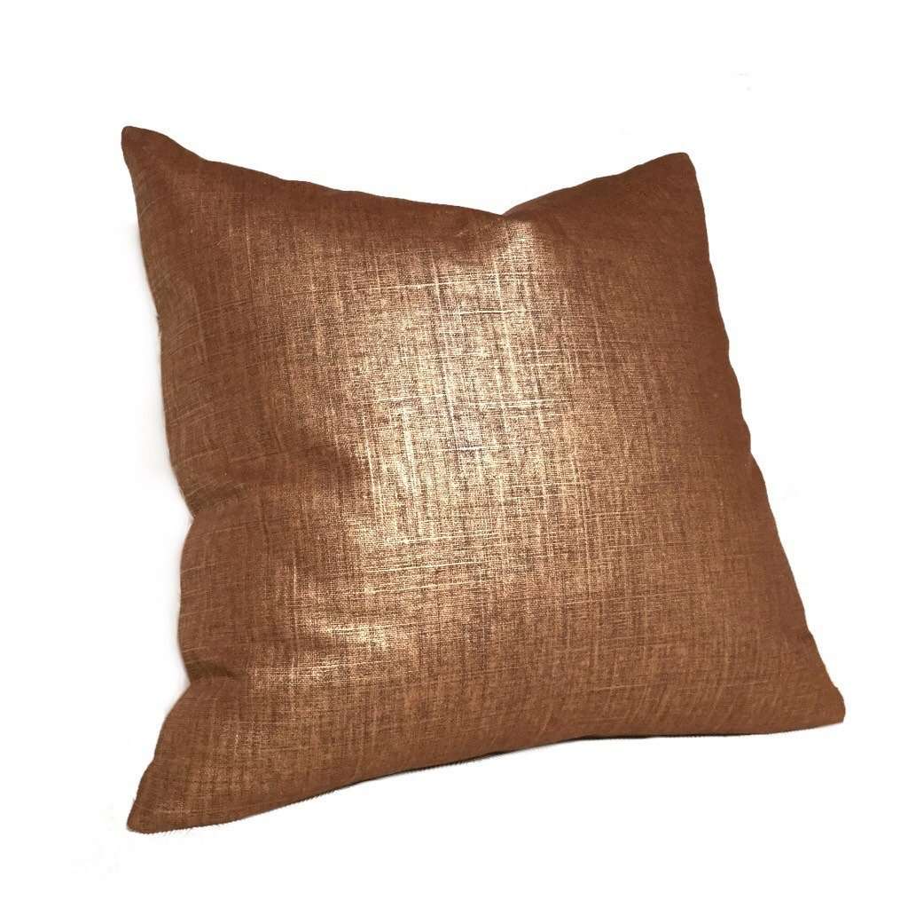 Metallic Copper Penny Glazed Linen Lumbar Pillow 12x18 12x20 12x24 14x20 16x26