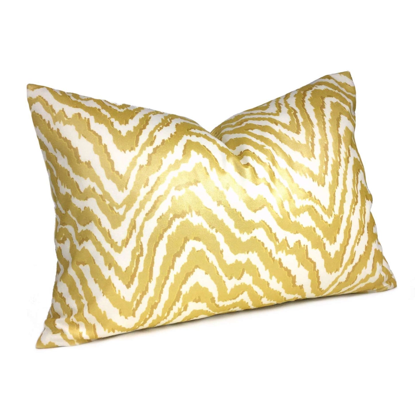 Metallic Gold Cream Animal Stripes Cotton Print 14x20 Pillow Cover