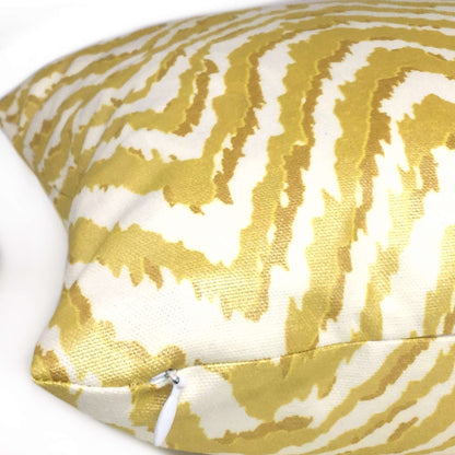 Metallic Gold Cream Animal Stripes Cotton Print Pillow Case