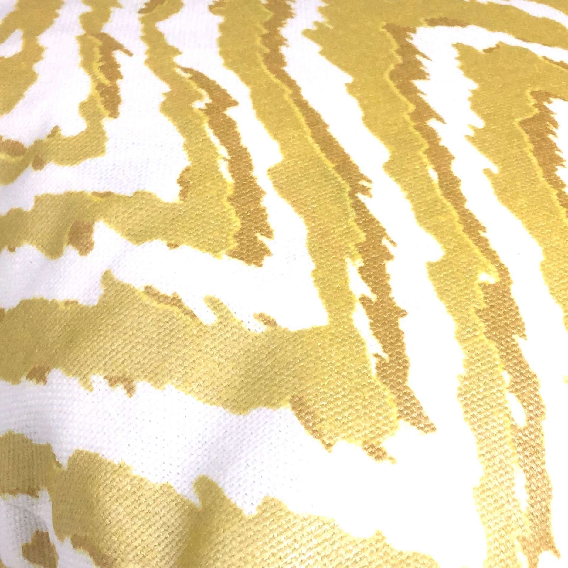 Metallic Gold Cream Animal Stripes Cotton Print Pillow Cover Cushion Pillow Case Euro Sham 16x16 18x18 20x20 22x22 24x24 26x26 28x28 Lumbar Pillow 12x18 12x20 12x24 14x20 16x26 by Aloriam