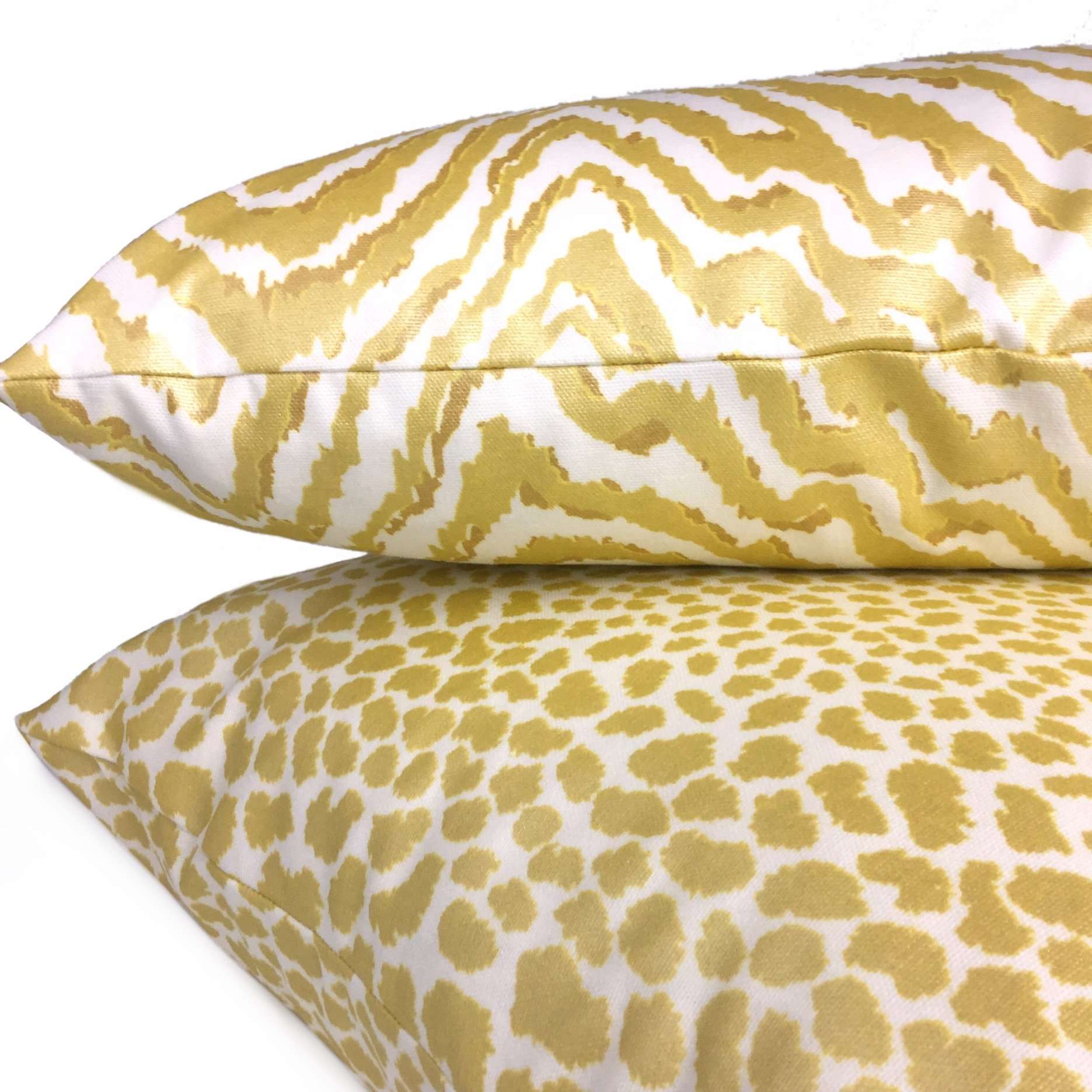 Metallic Gold Cream Leopard Spot Cotton Print Cushion Cover