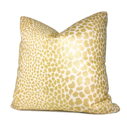 Metallic Gold Cream Leopard Spot Cotton Print Throw Pillow Cover