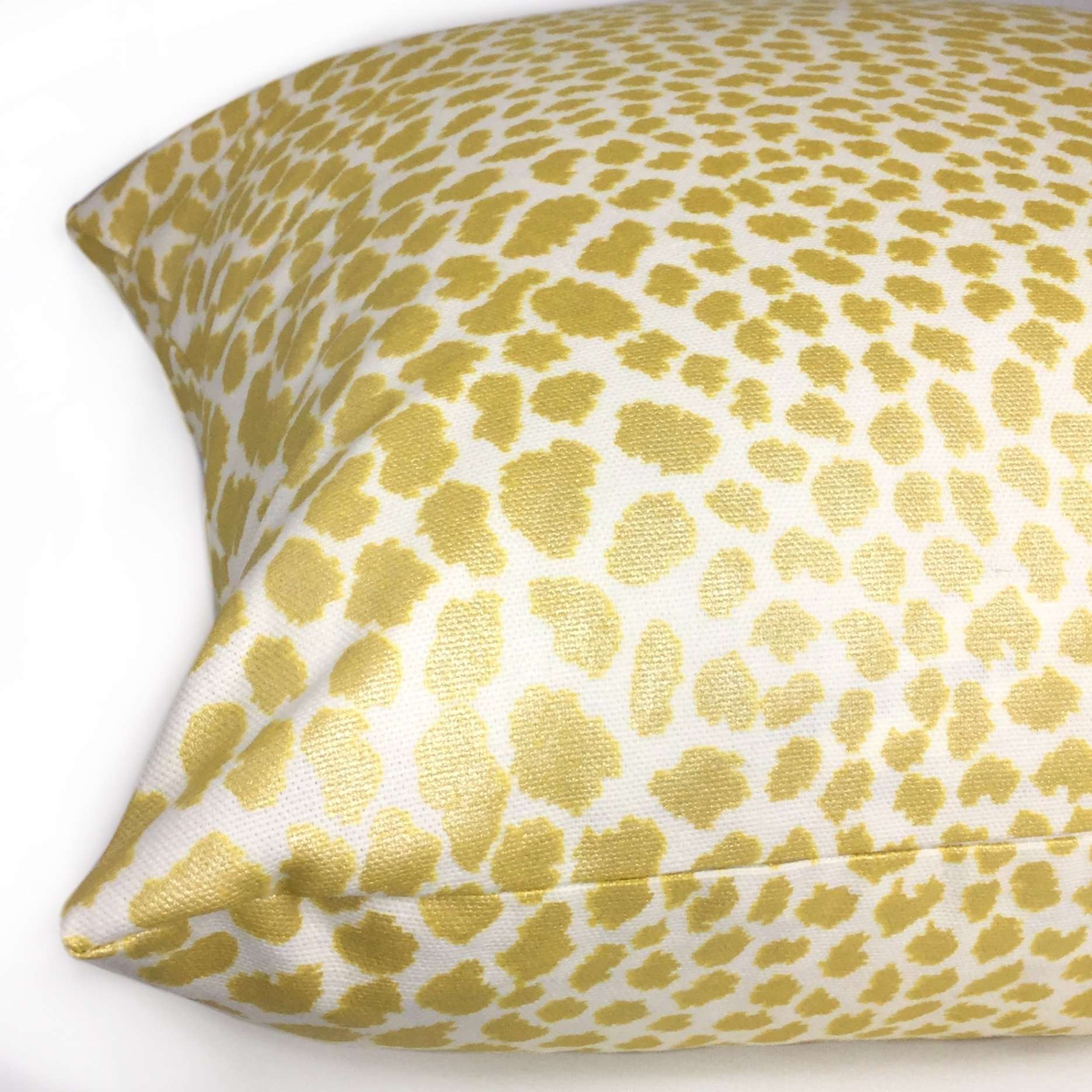 Metallic Gold Cream Leopard Spot Cotton Print Decorative Pillow Cover