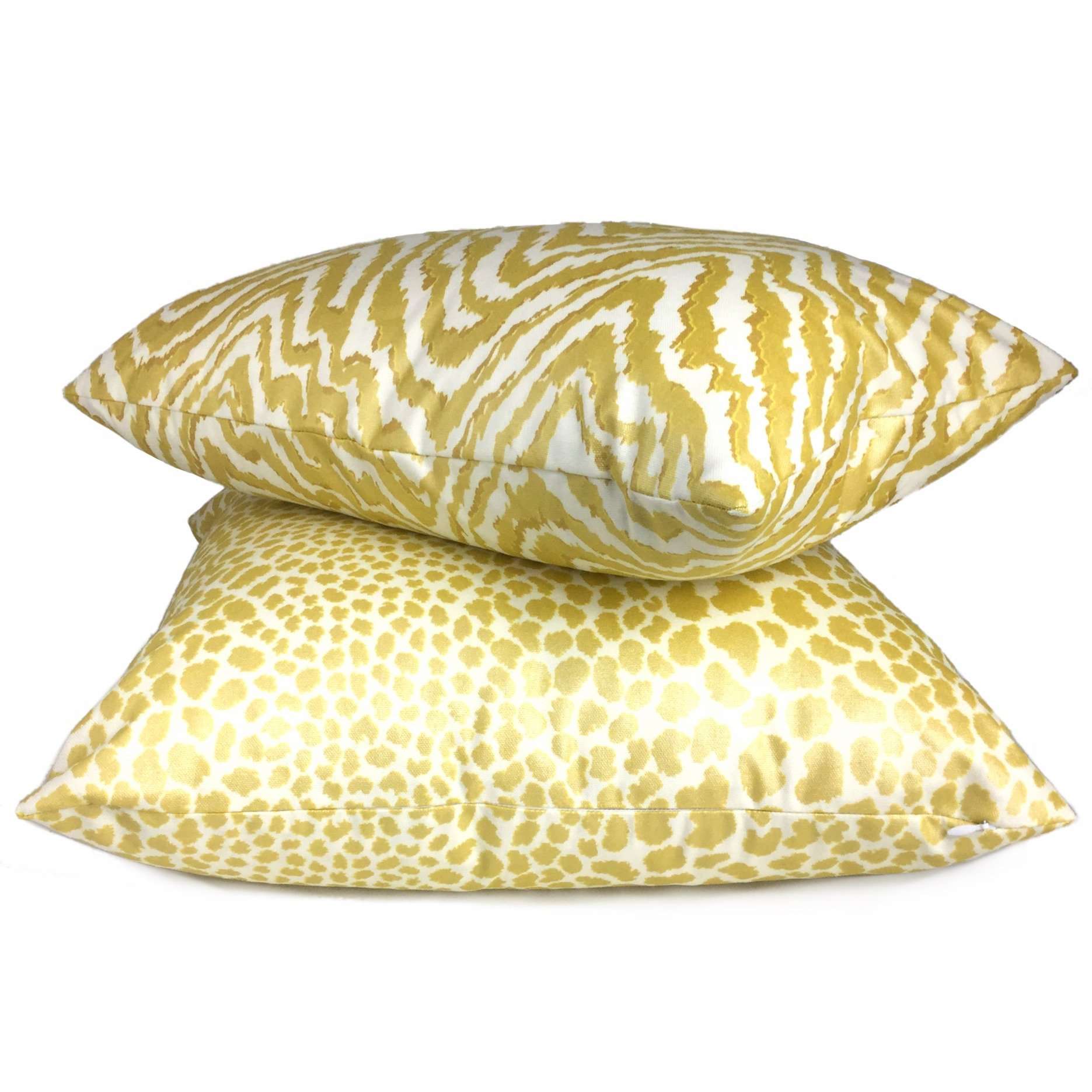 Metallic Gold Cream Leopard Spot Cotton Print 24x24 Pillow Cover