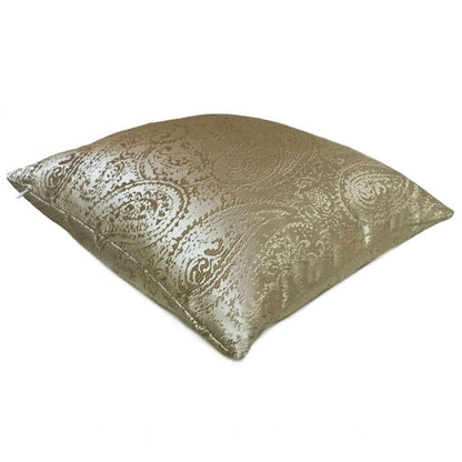 Metallic Gold Paisley Texture Pattern Pillow Cover Cushion Pillow Case Euro Sham 16x16 18x18 20x20 22x22 24x24 26x26 28x28 Lumbar Pillow 12x18 12x20 12x24 14x20 16x26 by Aloriam