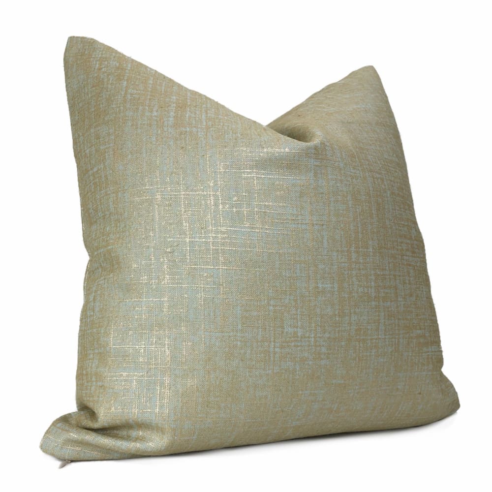 Metallic Gold Seaglass Green Glazed Linen Pillow Cover - Aloriam