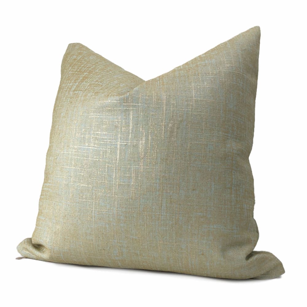 Metallic Gold Seaglass Green Glazed Linen Pillow Cover - Aloriam