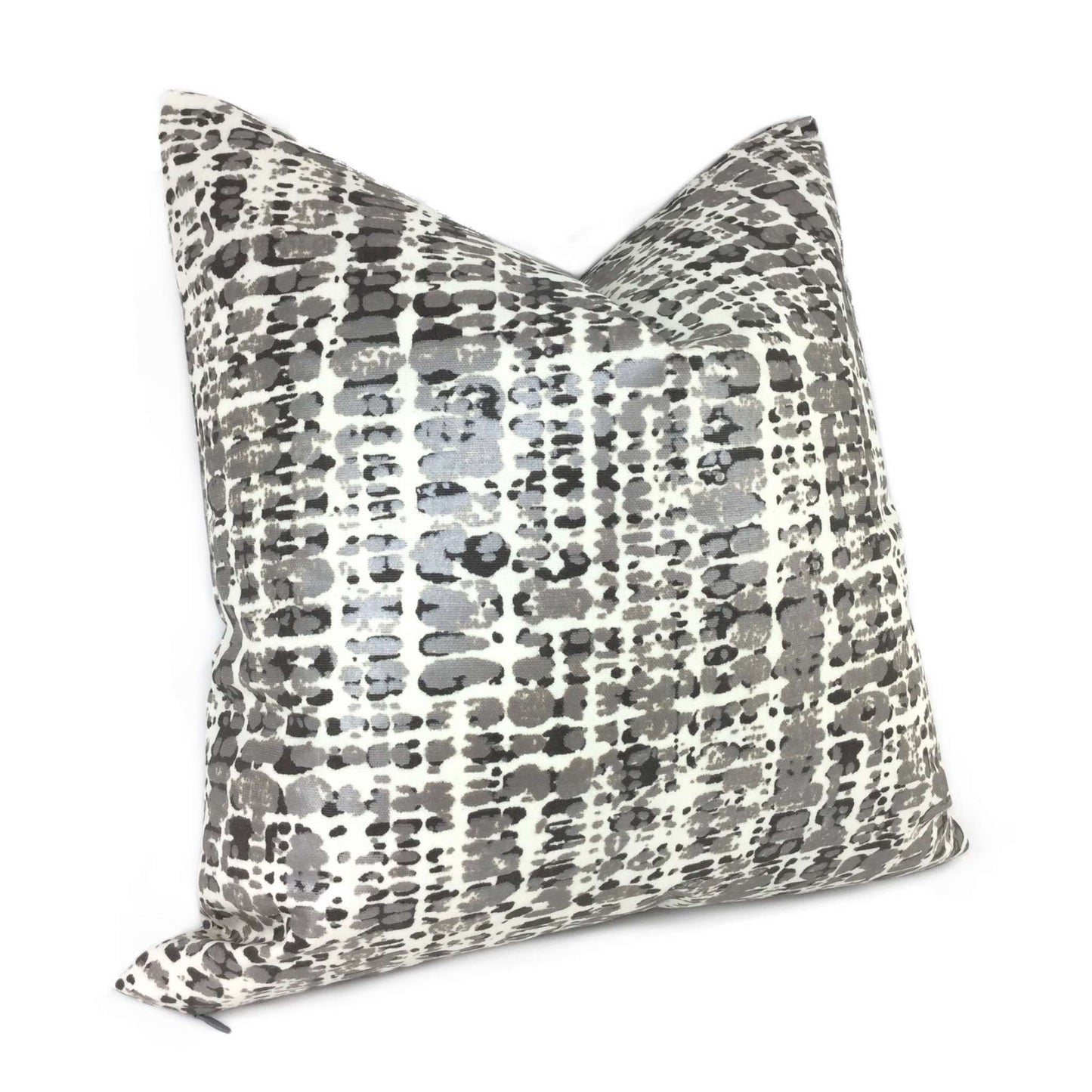 Metallic Silver Gray Cream Paint Splatter Abstract Lumbar Pillow 12x18 12x20 12x24 14x20 16x26