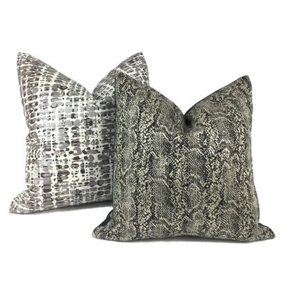 Metallic Silver Gray Cream Paint Splatter Abstract Pillow Cover Cushion Pillow Case Euro Sham 16x16 18x18 20x20 22x22 24x24 26x26 28x28 Lumbar Pillow 12x18 12x20 12x24 14x20 16x26 by Aloriam