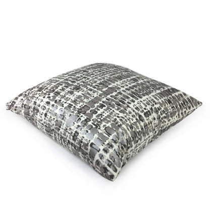 Metallic Silver Gray Cream Paint Splatter Abstract Pillow Case Euro Sham 24x24 26x26 28x28