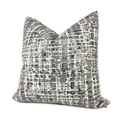 Metallic Silver Gray Cream Paint Splatter Abstract Pillow Cover Cushion Pillow Case Euro Sham 16x16 18x18 20x20 22x22 24x24 26x26 28x28 Lumbar Pillow 12x18 12x20 12x24 14x20 16x26 by Aloriam