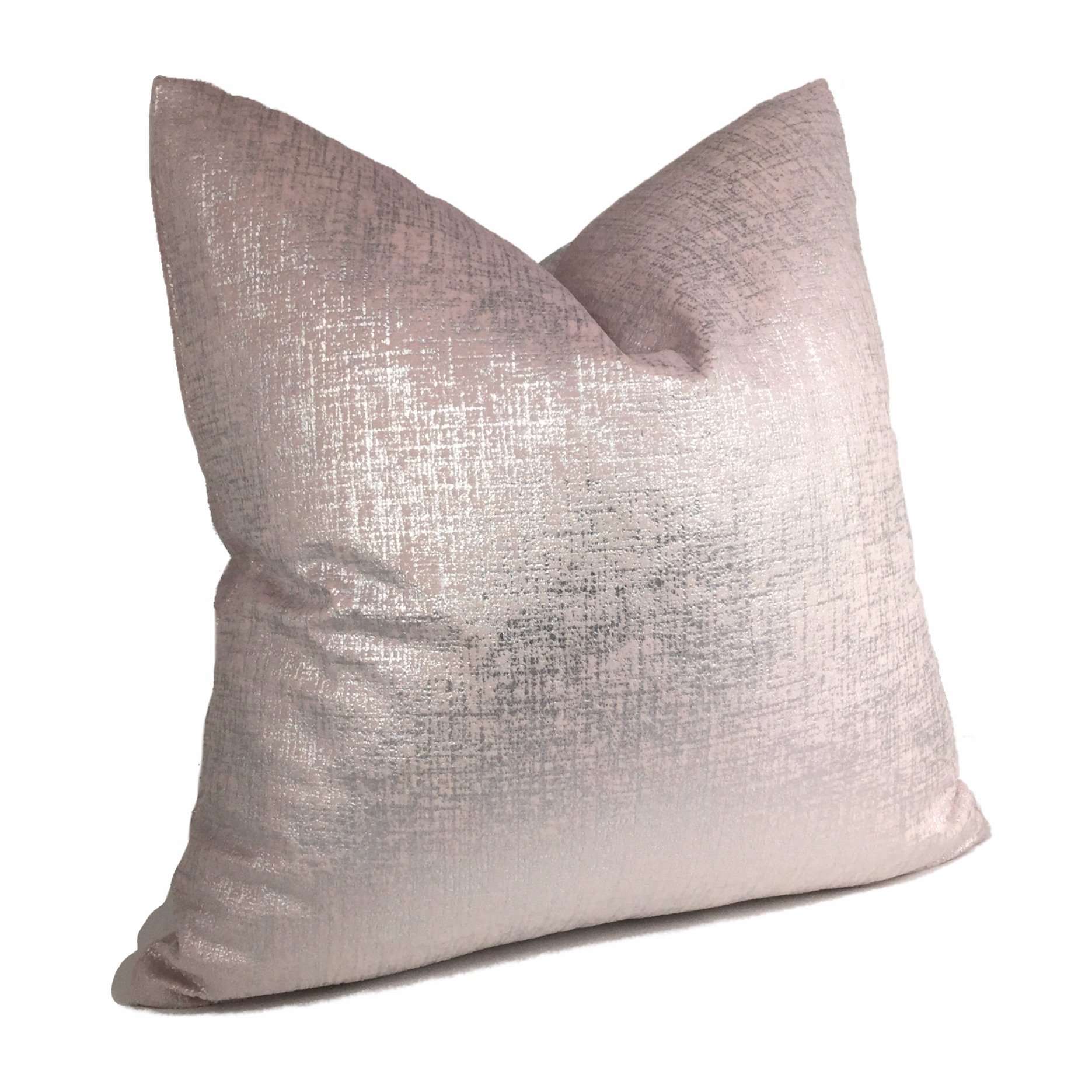 Metallic Silver Pink Velveteen 18x18 Pillow Cover