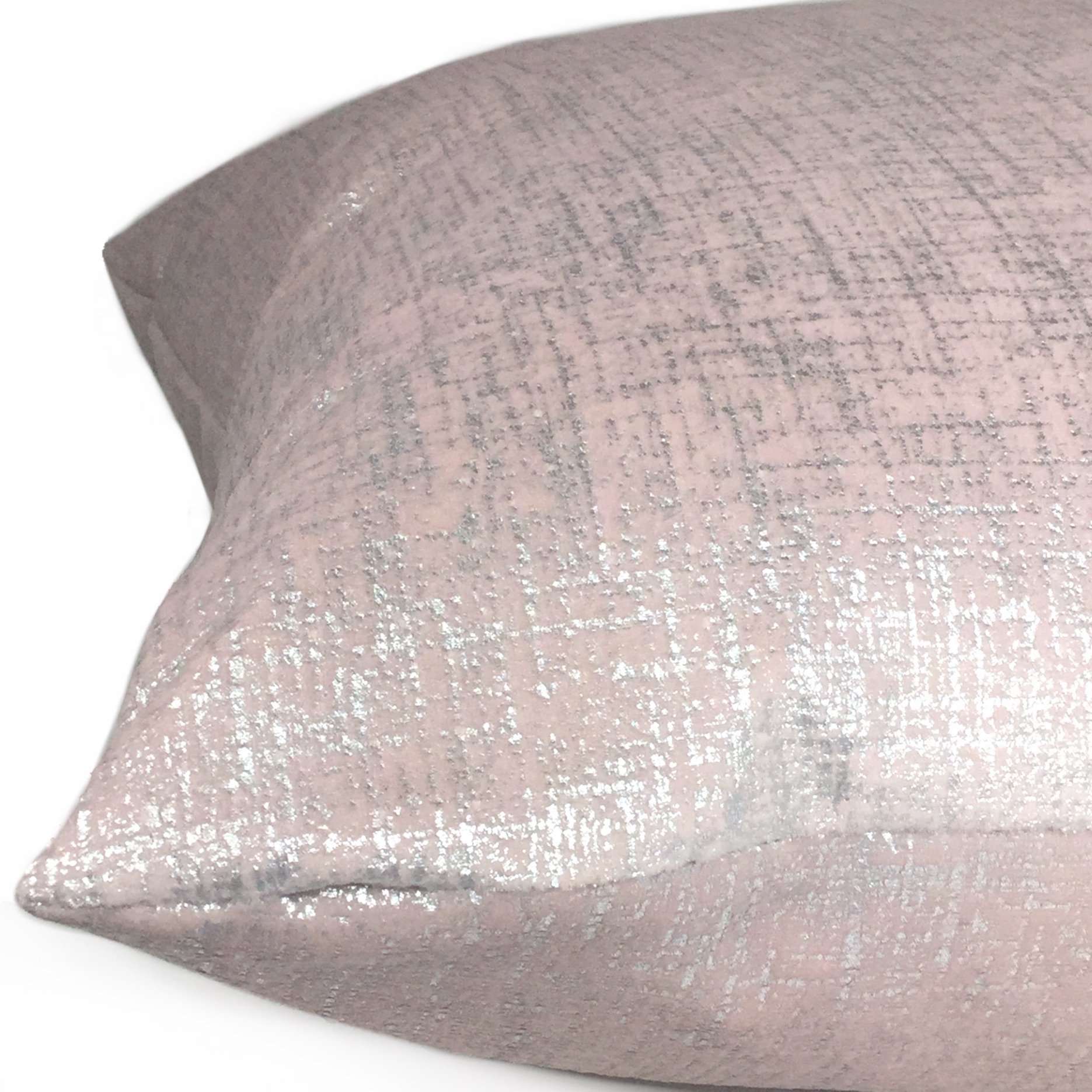 Metallic Silver Pink Velveteen Cushion Cover