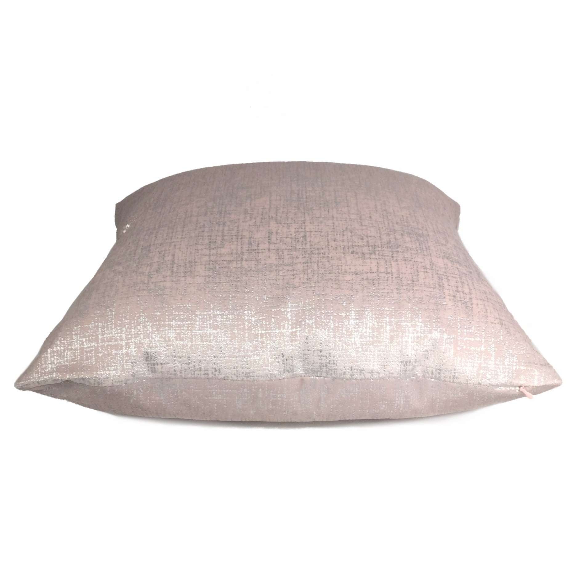 Metallic Silver Pink Velveteen Pillow Case