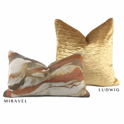 Miravel Copper Gold Brown Abstract Pillow Cover - Aloriam