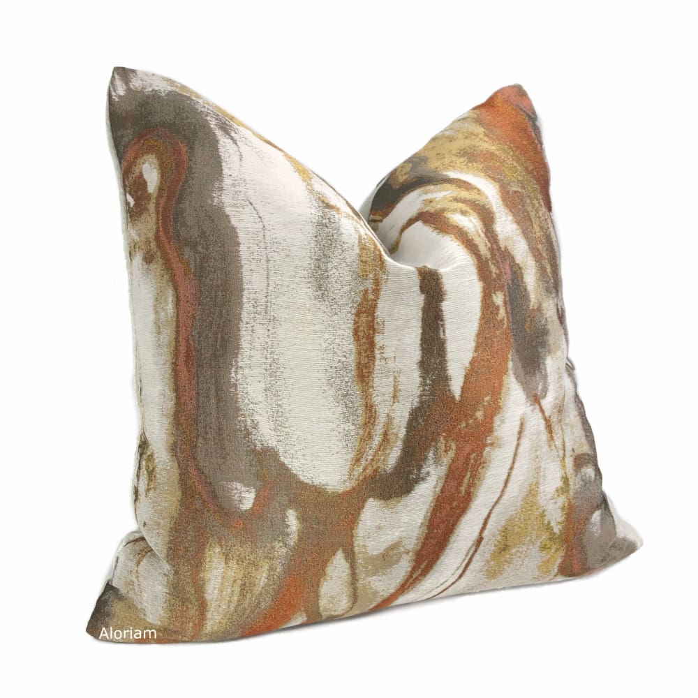 Miravel Copper Gold Brown Abstract Pillow Cover - Aloriam