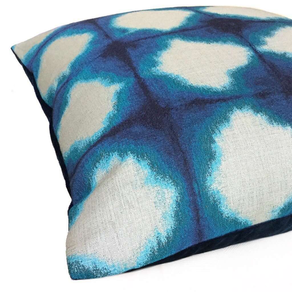 Modern Blue Green Ikat Ombre Squares Upholstery Pillow Cover, Fits 12x20 12x24 14x20 16x26 16" 18" 20" 22" 24" Cushions