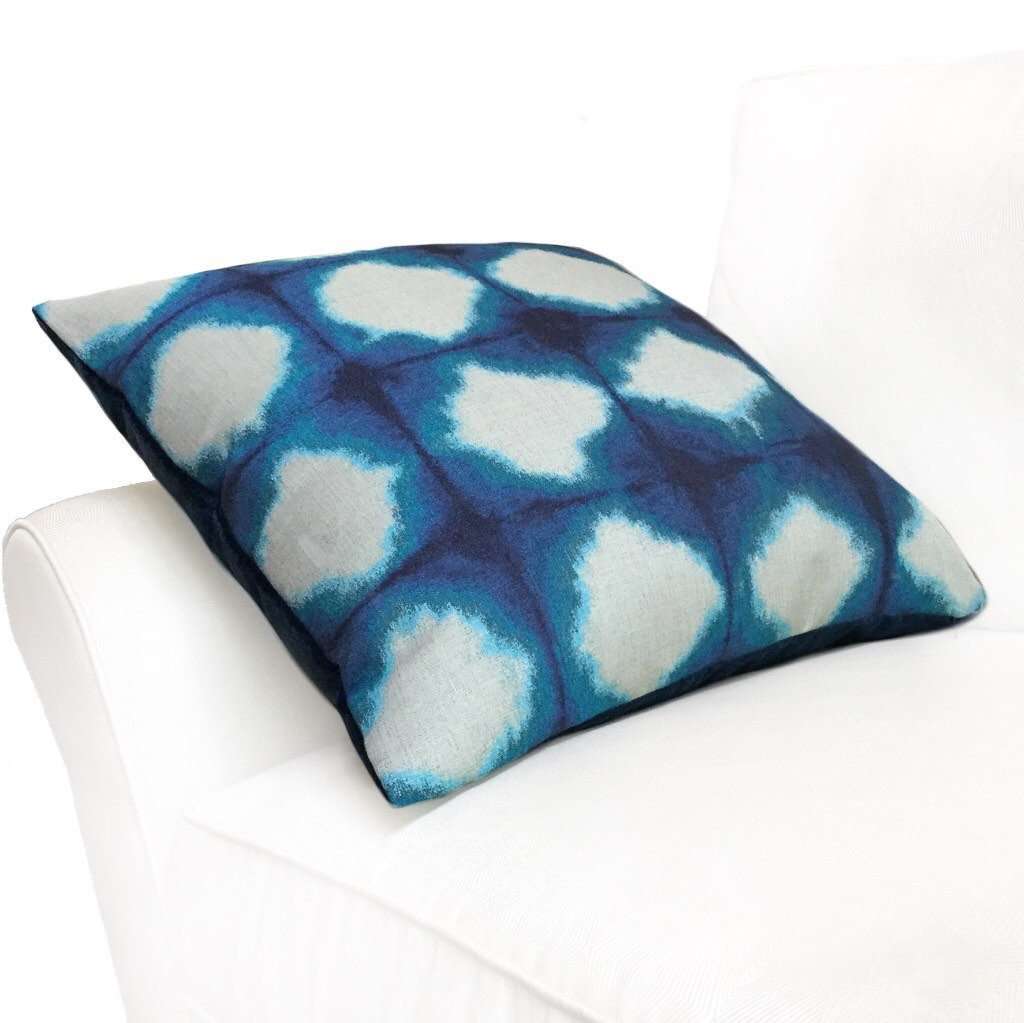 Modern Blue Green Ikat Ombre Squares Upholstery Pillow Cover, Fits 12x20 12x24 14x20 16x26 16" 18" 20" 22" 24" Cushions