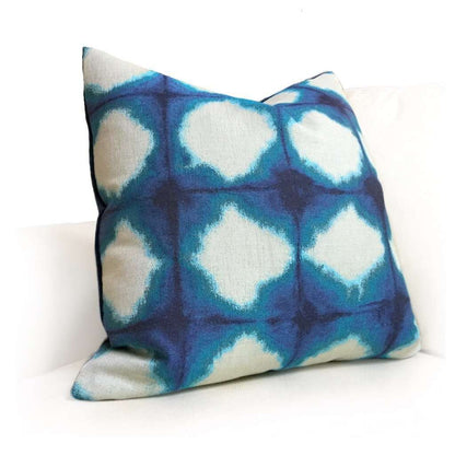 Modern Blue Green Ikat Ombre Squares Upholstery Pillow Cover, Fits 12x20 12x24 14x20 16x26 16" 18" 20" 22" 24" Cushions