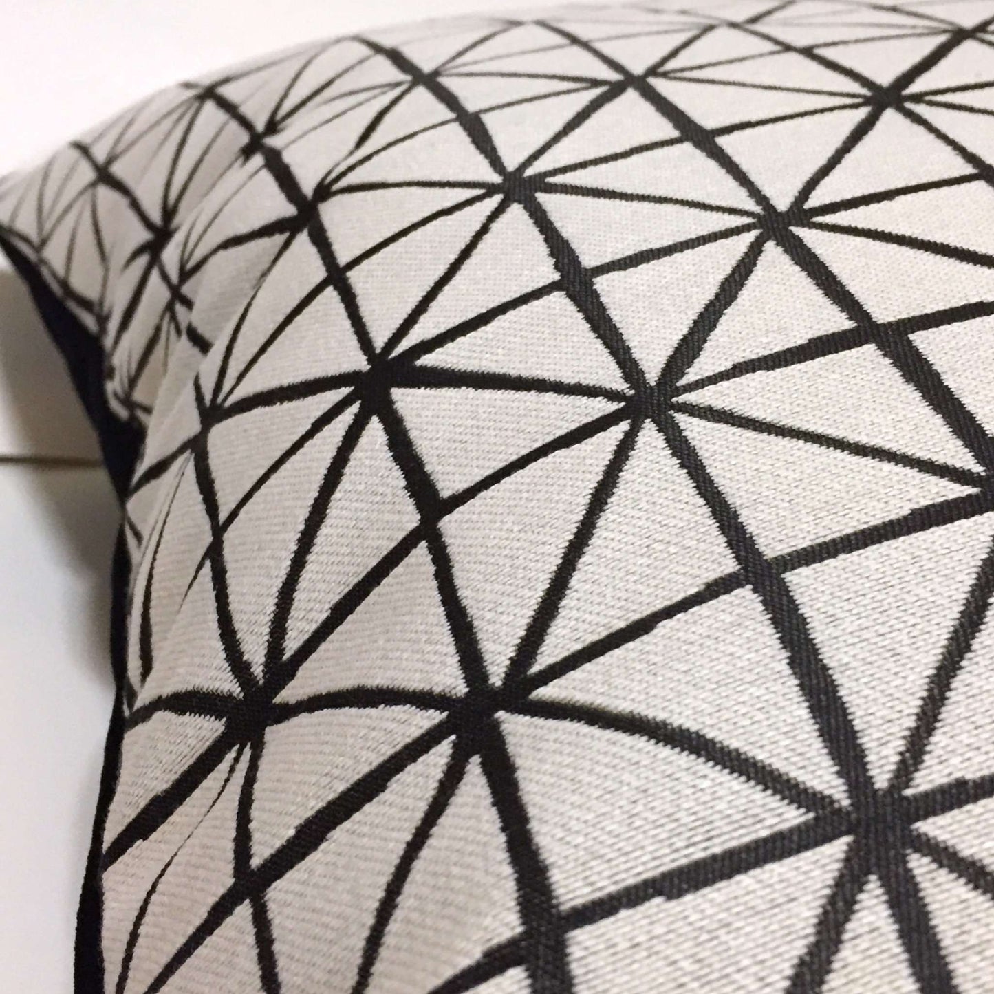 Modern Geometric Grid Black Off-White Pillow Cover by Aloriam