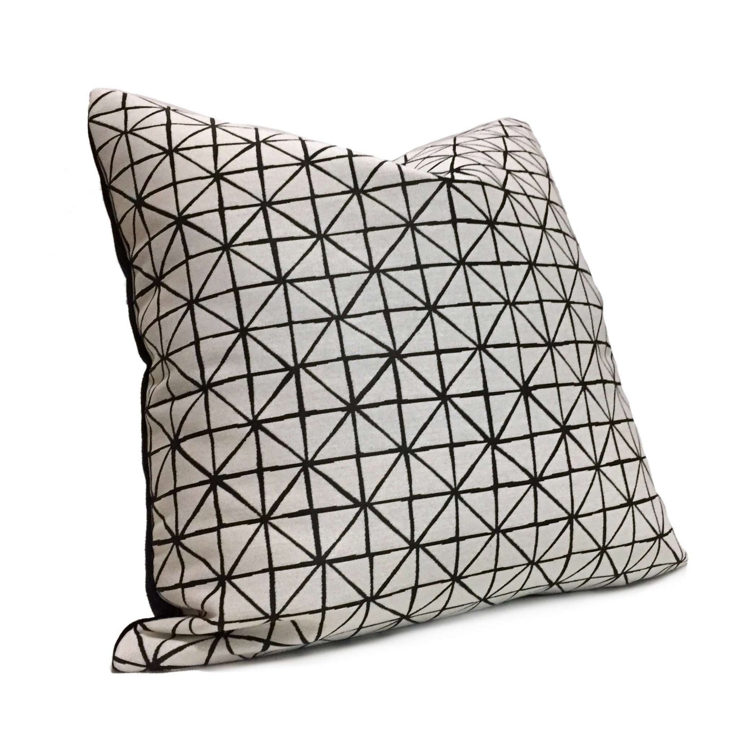 Modern Geometric Grid Black Off-White Pillow Cover by Aloriam