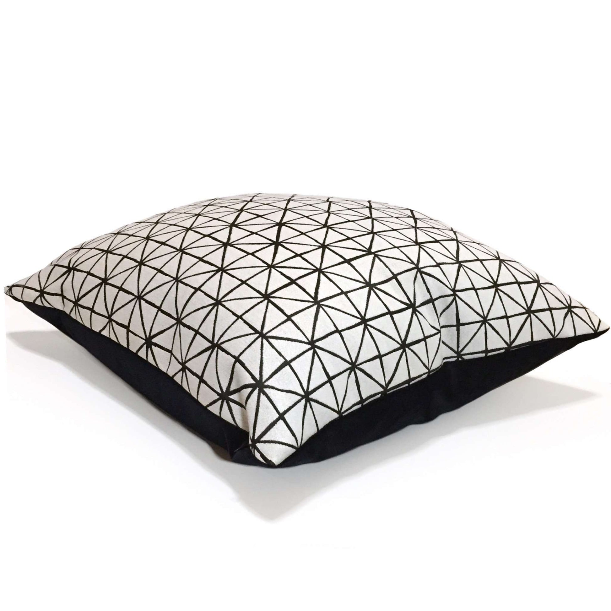 Modern Geometric Grid Black Off-White Pillow Cover by Aloriam