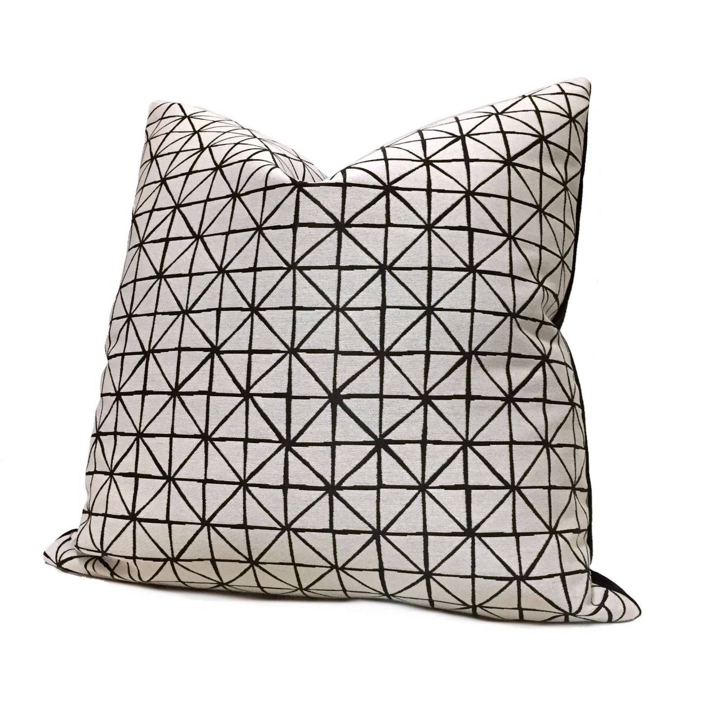 Modern Geometric Grid Black Off-White Pillow Cover by Aloriam