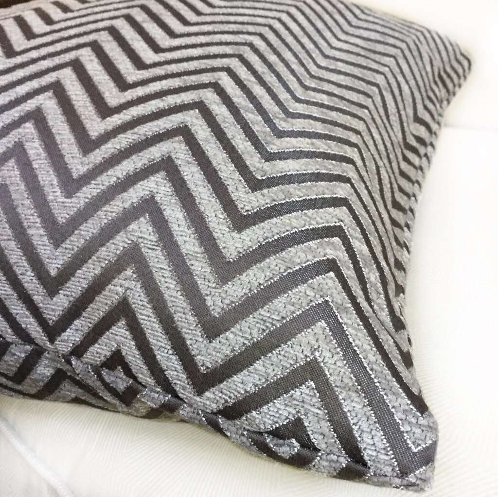 Modern Geometric Light Gray Dark Gray Chevron Zig Zag Upholstery Pillow Cushion Zipper Cover, Fits Lumbar 16" 18" 20" 22" 24" Inserts