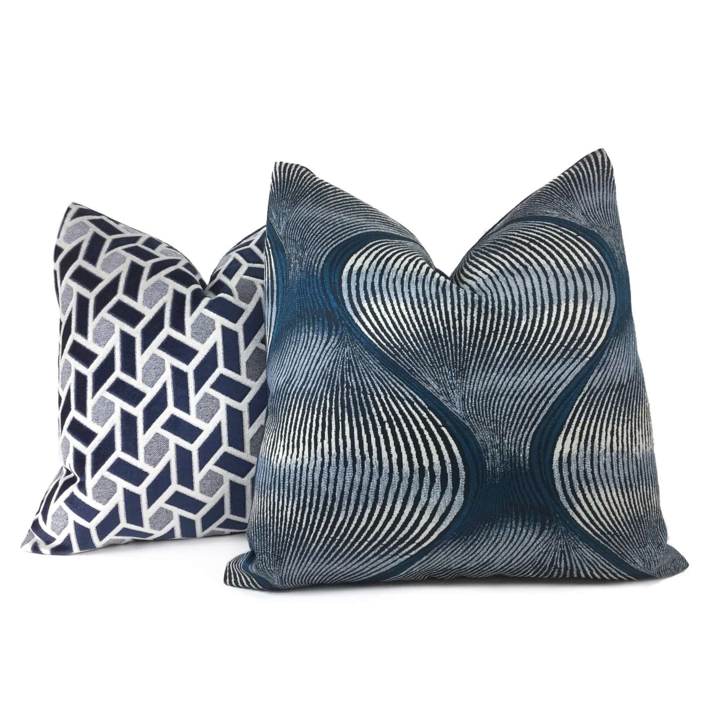 Modern Ogee Swirl Blue Teal Gray Pillow Cover Cushion Pillow Case Euro Sham 16x16 18x18 20x20 22x22 24x24 26x26 28x28 Lumbar Pillow 12x18 12x20 12x24 14x20 16x26 by Aloriam